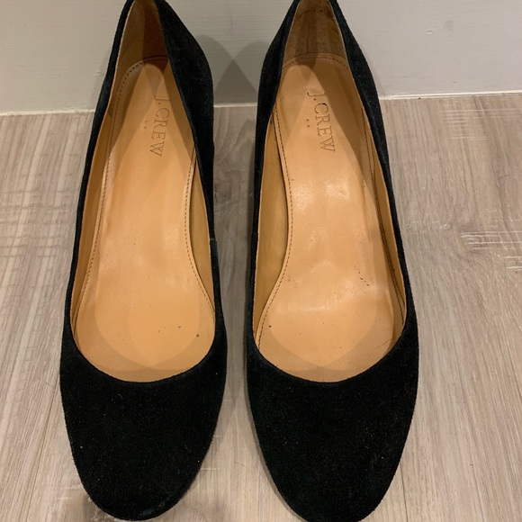 jcrew black suede block heeled pumps - Picture 2 of 4